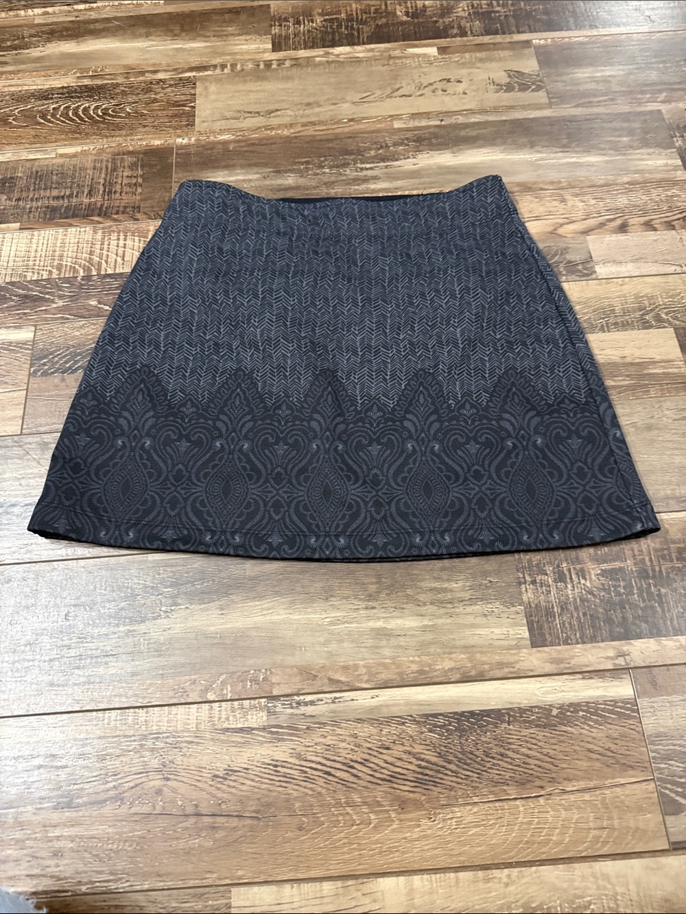 Athleta Dark Gray Mini Skirt with Subtle Damask Border